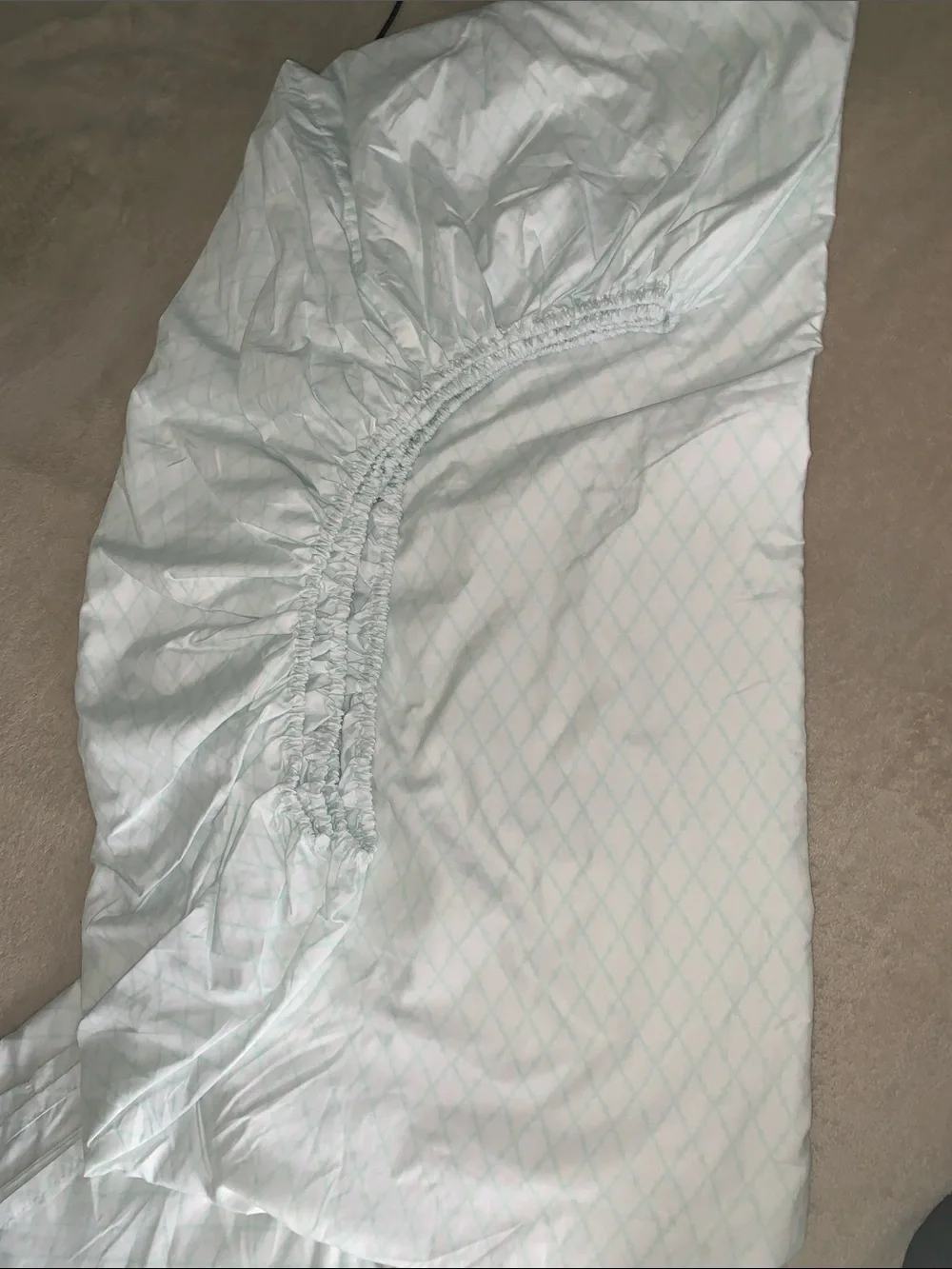 Classic White & Mint Diamond Pattern Cotton Bedding Set